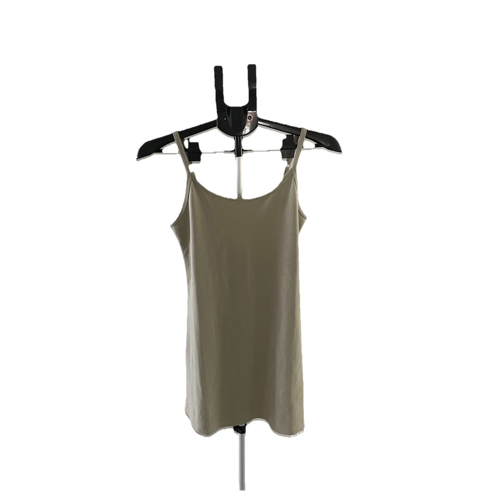 Basic Camisole Tank Dress Solid Olive Green Adjustable Straps Everyday Wear